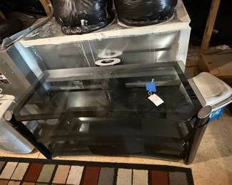 Black Glass 3-Tier TV Stand