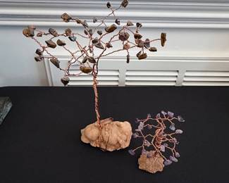 Wire Wrapped Tiger's Eye Gemstone Tree Sculpture