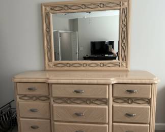 Bernhardt Pulaski Blonde Oak Ten Drawer Dresser with Mirror