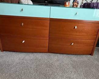 Mid-Century Modern Style Dresser with Frosted Glass Top