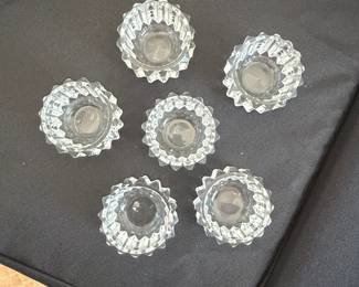 Set of 6 Vintage Czech Cut Crystal Glass Salt Cellars