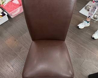 Brown Faux Leather Dining Chair