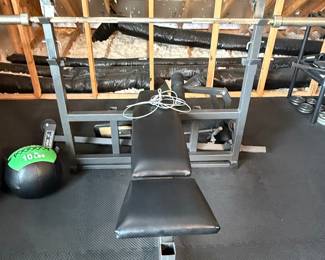 Adjustable Weight Bench with Barbell