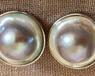 Mabe Pearl  925 Silver Earrings 