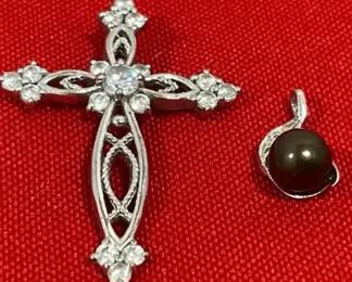 a2 Pendants  Cross  Pearl Like