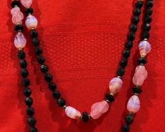Vintage Art glass Beaded Opera Necklace 
