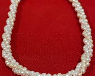 Tri Strand Faux Pearl Choker
