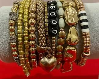 Stretch Gold Colored Beaded Bracelets