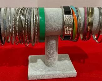 Large Collection Of Bangle Bracelets 
