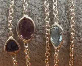 stamped 925  5 Strand Bracelet With Multicolored Stones 