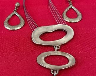 Geo Design Necklace  Earrings  Pierced