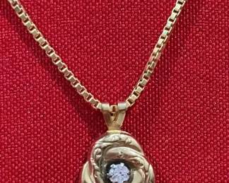 10KT Italy Chain With Flower Pendant Necklace