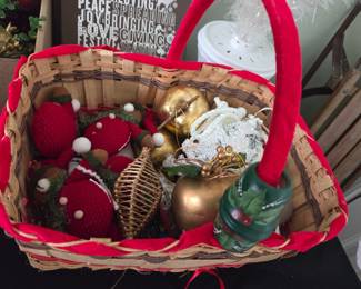 Woven Christmas Basket with Ornaments