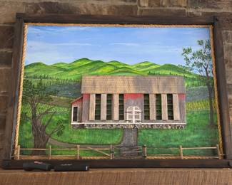 D. Wilson 2016 Folk Art Barn Landscape Painting