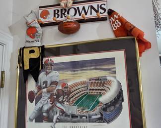 Bernie Kosar Signed Cleveland Browns "The Awakening" Stadium Print