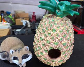 SpongeBob SquarePants Pineapple House Aquarium Ornament and Raccoon Figurine