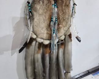 Large Native American Style Dream Catcher with Fur and Feathers