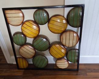 LuxenHome Metal Wall Art Panel with Circular Motifs