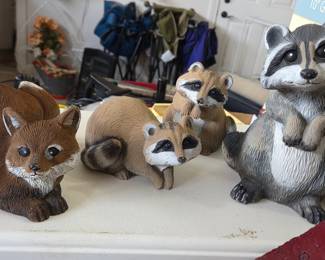 Resin Woodland Animal Figurines (Fox and Raccoons)