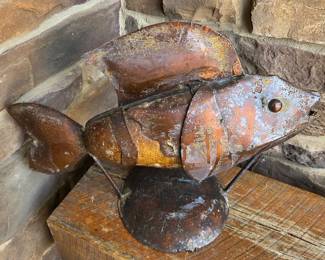 Rustic Metal Fish Sculpture
