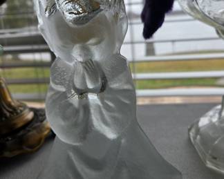 Frosted Glass Praying Angel Figurine