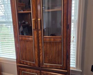 Vintage Oak Display Cabinet with Glass Doors