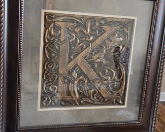 Ornate Metal Monogram "K" Wall Art