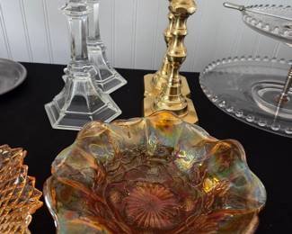 Imperial Glass Marigold Grape and Vine Carnival Glass Bowl