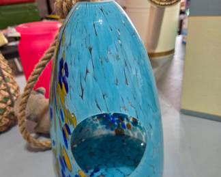 Hand Blown Glass Hummingbird Feeder