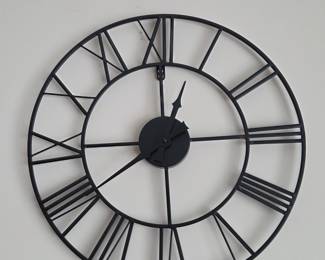 Large Black Metal Roman Numeral Wall Clock