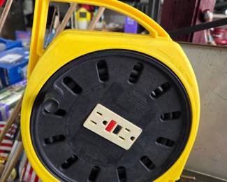Woods 25 ft. 16/3 Yellow Retractable Extension Cord Reel with GFCI Outlet