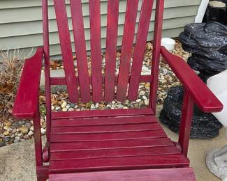 Red Wooden Adirondack Chair