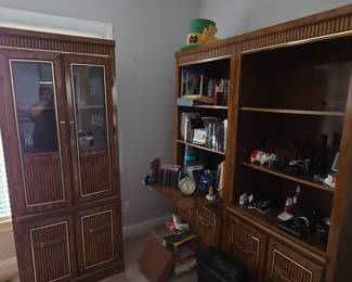 Vintage Wooden Display Cabinet and Bookcase Set