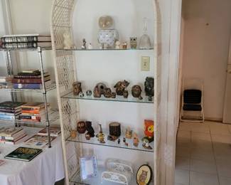 Vintage Rattan Shelf, Owl Collection