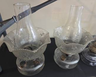 Victorian Crystal Oil Lamps (Pair)