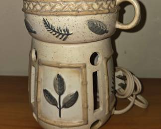 Ceramic Wax Melt Warmer with Leaf and Bamboo Motif