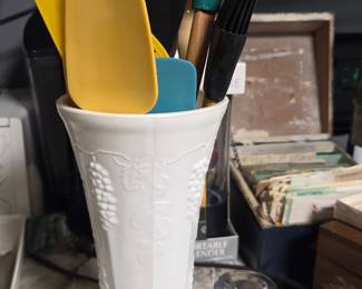 Westmoreland Paneled Grape Milk Glass Vase