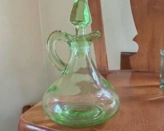 Green Uranium Glass Cruet with Stopper