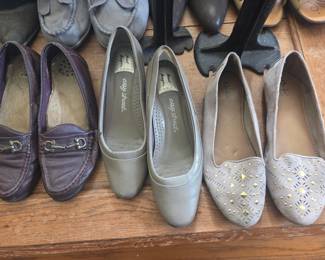 Lot of 4 Pairs Women's Flats: 2 Easy Street Loafers, 1 Brown Leather Loafer, 1 Studded Suede-like Flat