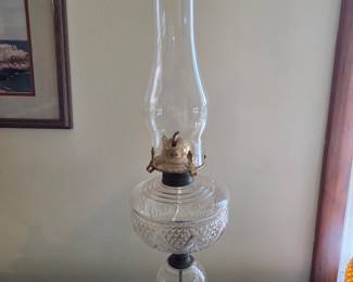 Victorian Cut Glass Oil Lamp with Eagle Burner