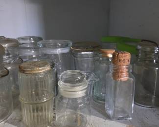 Assorted Vintage Glass Spice Jars and Bottles