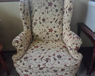 Wingback Armchair with Floral Upholstery