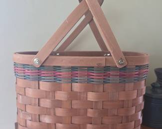 Woven Picnic Basket with Wooden Handles
