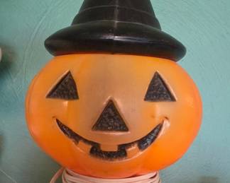 Vintage Empire Halloween Pumpkin Blow Mold with Witch Hat