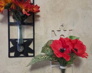 Danya B. Metal Wall Sconces with Glass Vases and Artificial Flowers (Set of 2)