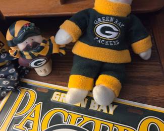 Green Bay Packers Plush Snowman and Figurine with Decorative License Plate
