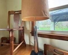 Mid-Century Modern Chrome Cylinder Table Lamp with Textured Shade by George Kovacs