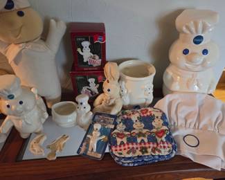 Pillsbury Doughboy Collectibles Lot - Cookie Jars, Plush, and Ornaments