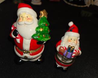 Ceramic Santa Claus Figurines with Hinged Box