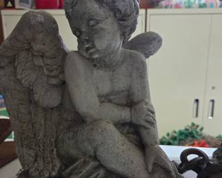 Sitting Cherub Garden Statue